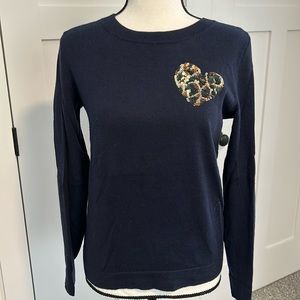 JCrew Factory Cotton Teddie Sweater with Sequin Heart